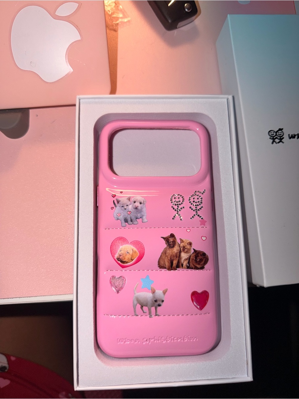 Urban sophistication the puffer case pink puppy crush iPhone 17 pro max case